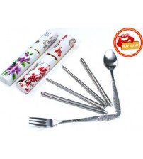 Bộ thìa dĩa đũa có hộp họa tiết hình thú